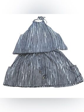Article Black White Striped Halter Romper XS Elastic Waist Summer Resort Comfort